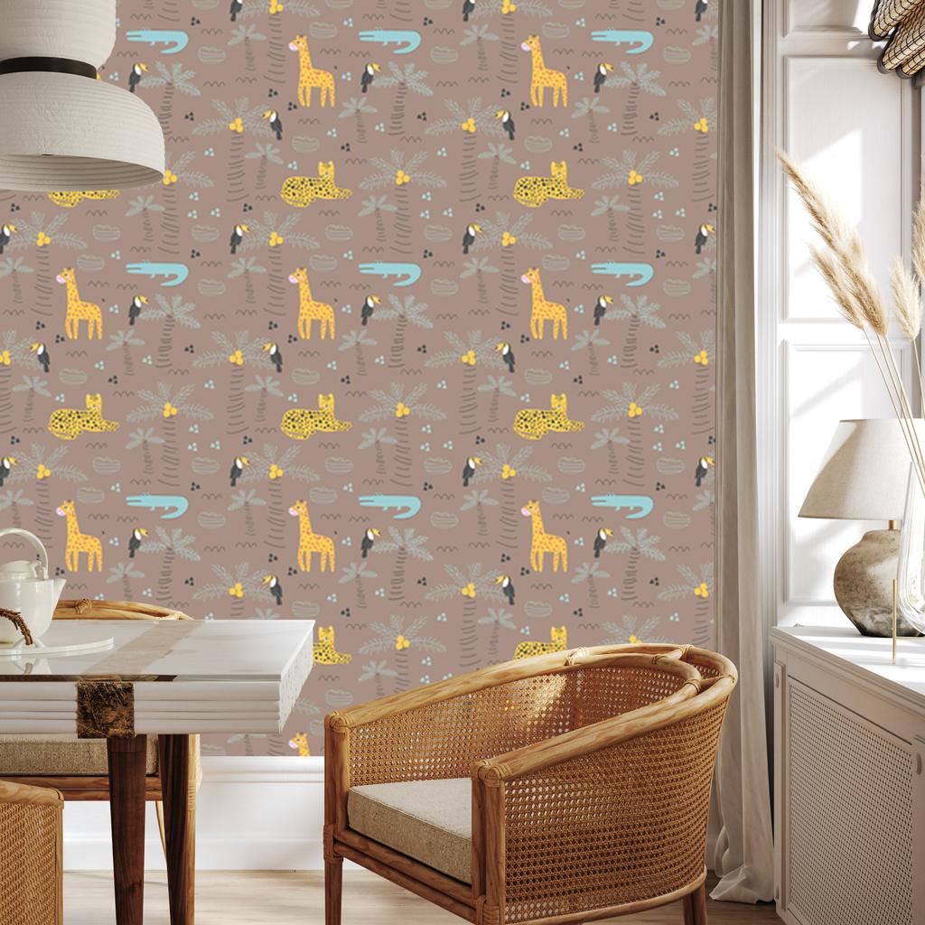 Wallpaper Animals Crocodiles Plants for Living Room and Bedroom 50x1000