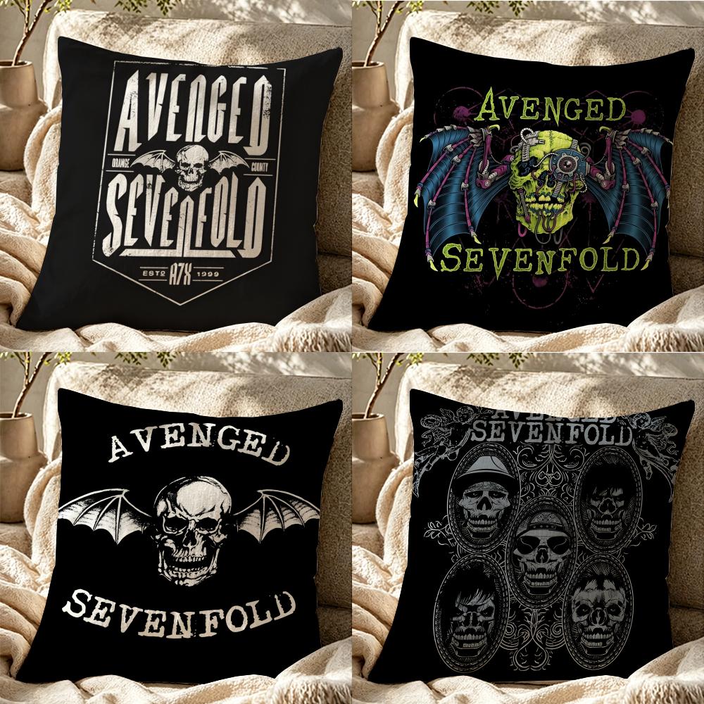 Cushion Cover Cushion Cover Pillowcase, Anti-Mite Invisible Zipper, Linen Sofa Cushion A-Avenged S-Sevenfold
