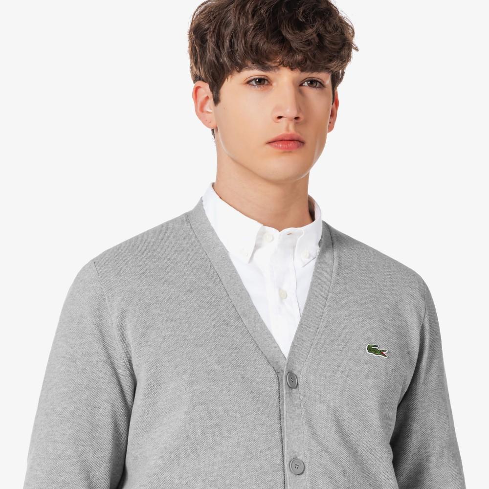 [Lacoste] Men's Pique V-Neck Cardigan AH186E-56G5HI