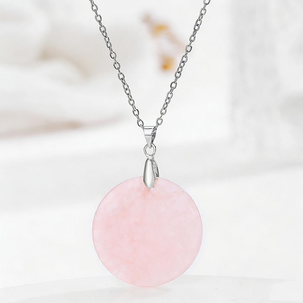 Round Slice Stone Pendent Necklace Natural Tiger Eye Lapis Lazuli Stone Chain Necklace Exquisite Jewelry Gift For Women