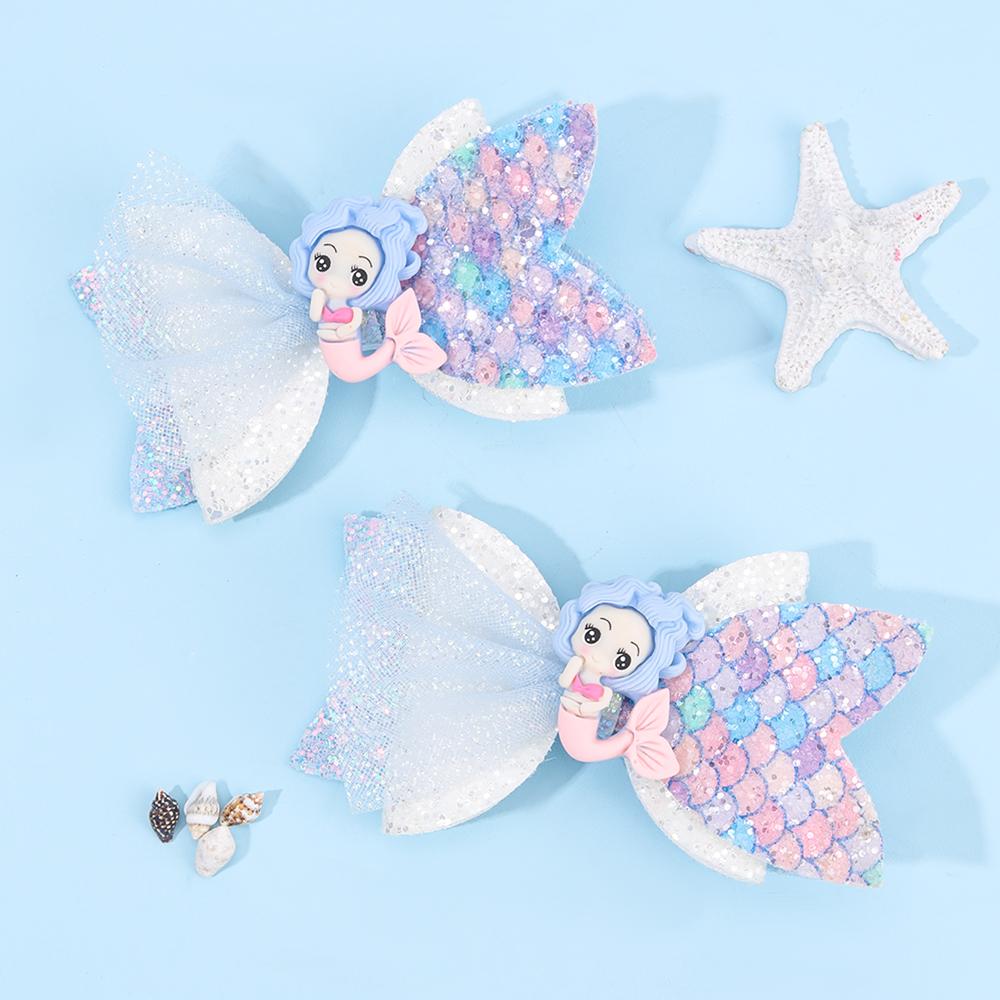 2 Stuks Regenboog Eenhoorn Cartoon Haarclip Kawaii Zoete Pastel Glanzende Strik Haarspeld Voor Meisjes & Kinderen Hoofddeksels Kinderaccessoires