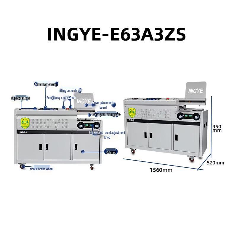 INGYE E63A3ZS Automatic Wireless A3 Glue Binding Machine with Paper Cutter CN Plug (adapter Included)