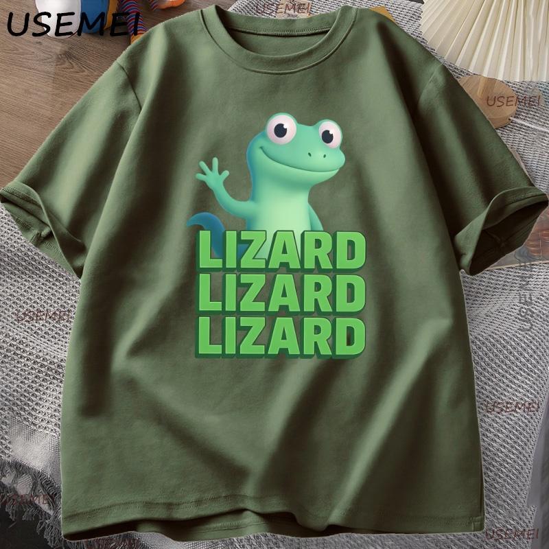 Lizard Lizard Meme TShirt for Unisex Women Funny Weirdcore Y2K Clothes Casual Loose Short Sleeve Cotton T Shirt Round Neck Tops
