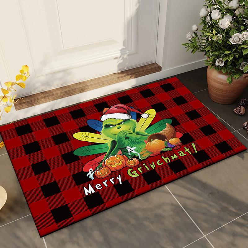 Grinch Christmas Entry Door Mat Christmas Eve Decorative Floor Mat Foot Mat Carpet