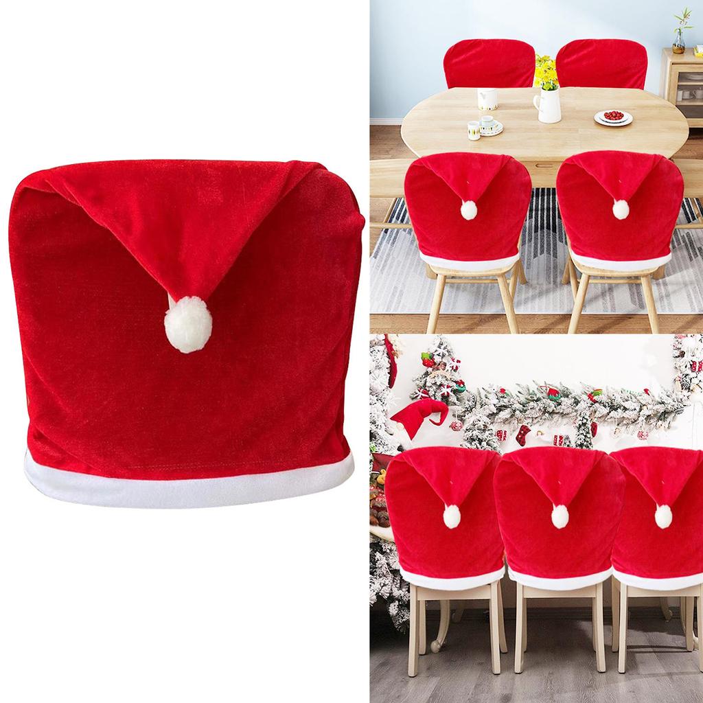 Christmas Chair Cover Santa Hat Dining Chair Covers for New Year 2023 Christmas Party Home Kitchen Table Decoration Gift