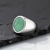 High Quality Natural Stone Ring for Men,Stainless Steel Turquoise Green Doling Signet Ring,Punk Jewelry Gift