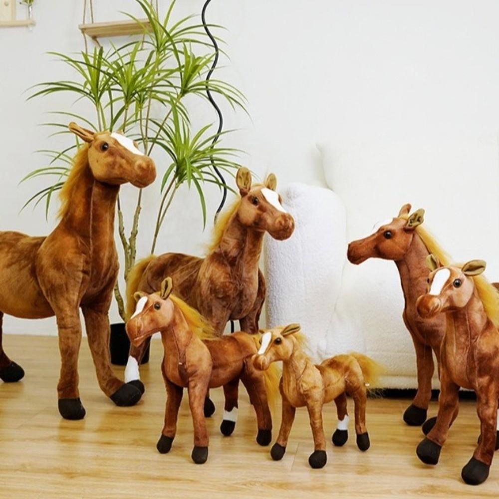 New Lifelike Simulated Horse Plush Toy Soft Plush Simulated Forest Animal Toy Cotton Realistic Stuffed Doll Room Decor
