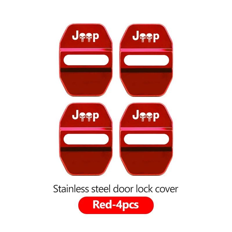 4Pcs Decorative Car Door Lock Buckle Cover Protector for Jeep Renegade Wrangler JK JL Grand Cherokee Compass Patriot Auto Parts