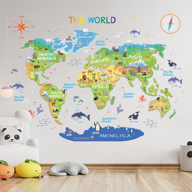 Animal distribution map decoration children's room kindergarten decoration removeable wall stickers