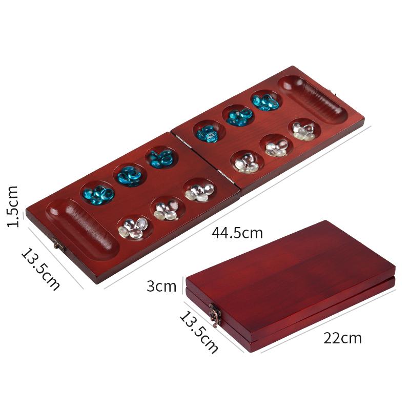 Chestnut Pine Foldable Mancala Board Game - Fun Classic Table Game with Wooden Board for Adults & Kids