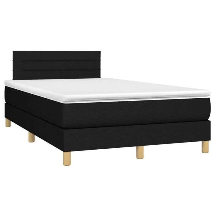 3140683 vidaXL Lit à sommier tapissier avec matelas Noir 120x200 cm Tissu