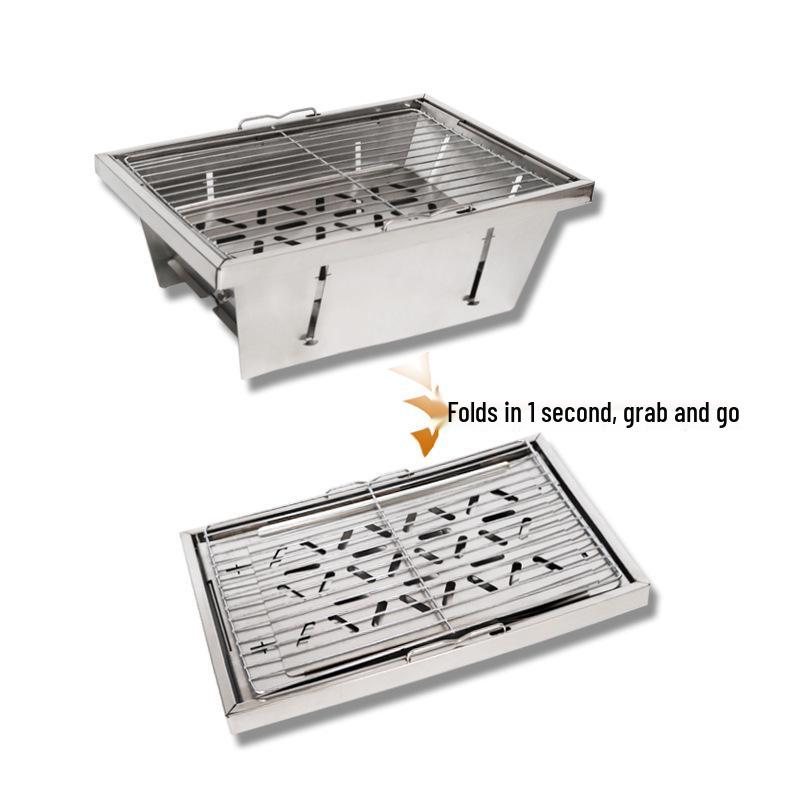 IGT Stainless Steel Folding BBQ Grill - Portable Outdoor Barbecue Oven