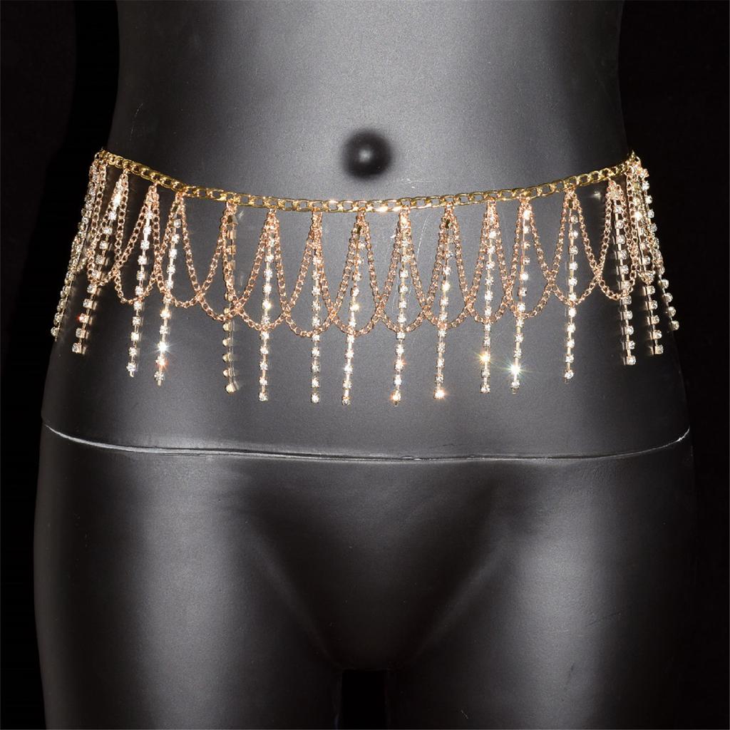 Tassels Waist Chain Elegant Rhinestones Belly Chain Body Jewelry For Stage Performances Prom Night Women Accessories