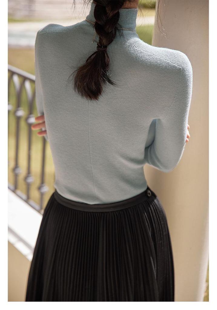 Nai Fufu Women's High-Neck Slim-Fit Wool Knit Sweater: Luxurious Autumn/Winter Base Layer