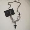 Street Vintage 90s Y2K Necklace Zinc Zinc Zinc Alloy Cross Pendant Halloween Punk Rock Necklace  Men Women
