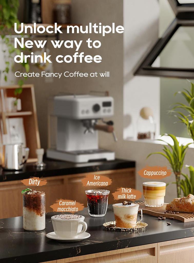 HiBREW H10 Plus Espresso Coffee Machine, 20Bar Semi-Automatic Coffee Maker, Fast Heating, Temperature Control, Steam Frother for Cappuccino Latte