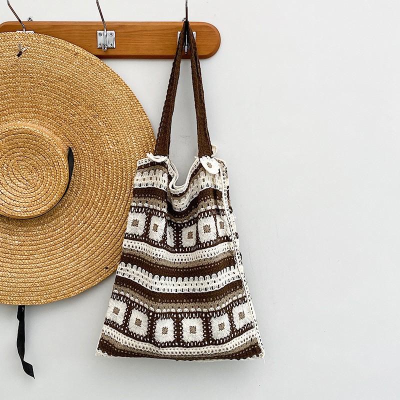 Ethnic Style Literary Temperament Out-of-street Travel Shoulder Bag Women's Ins Trend Knitted Hand Underarm