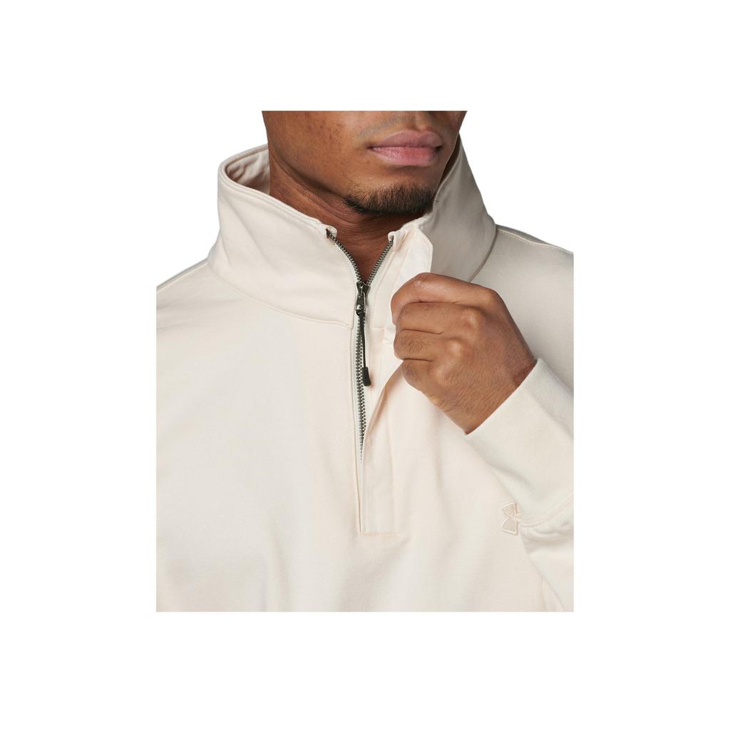 Under Armour Solid Color Fleece Half-Zip Stand Collar Long Sleeve Sweatshirt Men Sweatshirt Beige 1387976-273