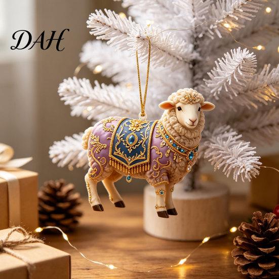 Holiday Atmosphere Enhancement Ornament 2D Acrylic Goat Christmas Ornament, Cute Animal Sheep Hanging Decor for Elegant Home Party Decoration