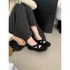 Woolen gray inner height increase single shoes with skirt Mary Jane shoes ballet French shoes spring and autumn soft women's shoes
