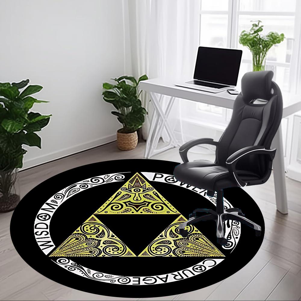 Legend of Zelda Power Courage Office Round Area Rug, Indoor Mat Suitable For Office,Living Room Home Decor, Room Deco A0908134