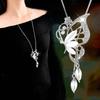 2024 New Fashion Opal Crystal Butterfly Wings Long Necklaces  Pendants For Women Simple Trendy Jewelry Sweater Chain