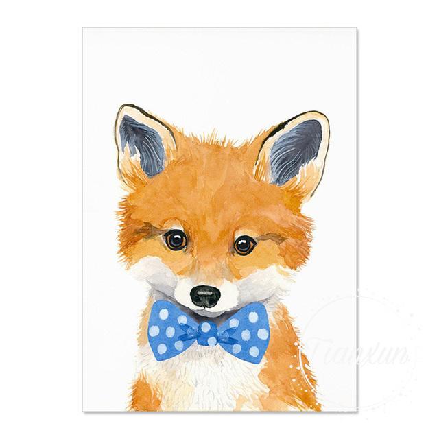 Blue Bow Tie lovely Animal Canvas Painting With Poaters And Prints Wall Art Tiger Picture For Boys Room On The Wall Room Decor No Frame