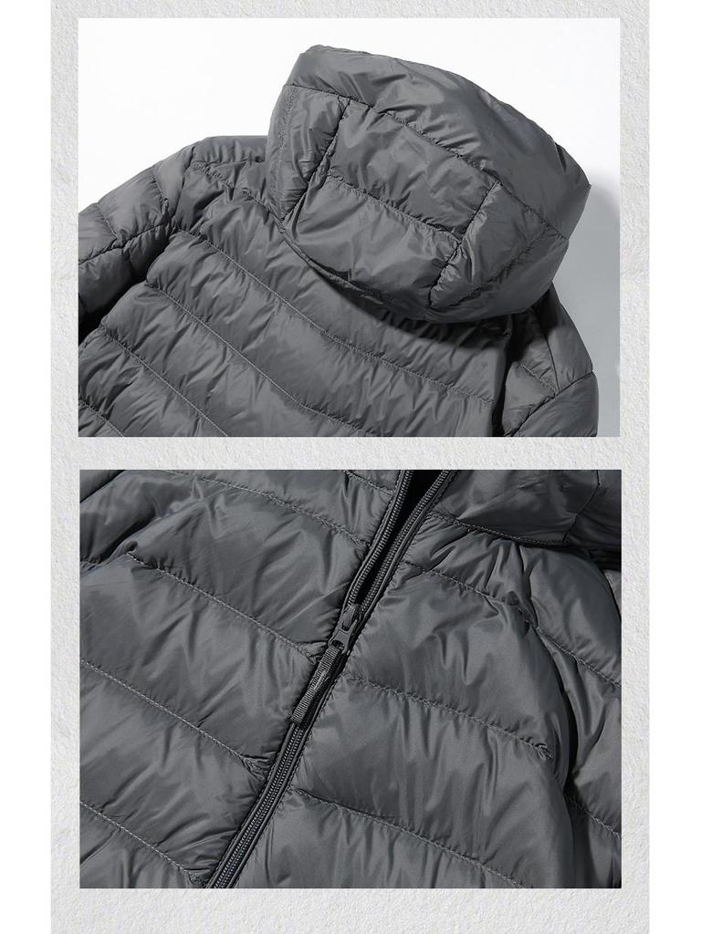 Men's Lightweight Down Jacket - Portable, Anti-static, Winter Hooded for Hiking, Travel, and Mountaineering
