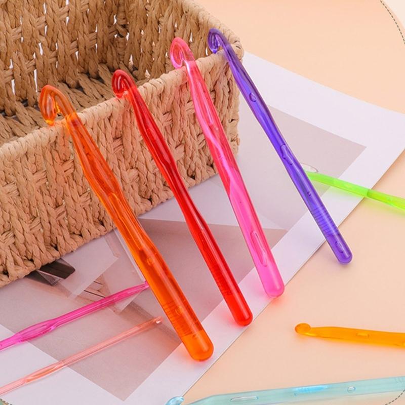 9Pcs Colorful Crochet Hook Ergonomic Handle Crochet Hook Beginner Crochet Hook Set for Crocheting Knitting 3mm-10mm 12mm