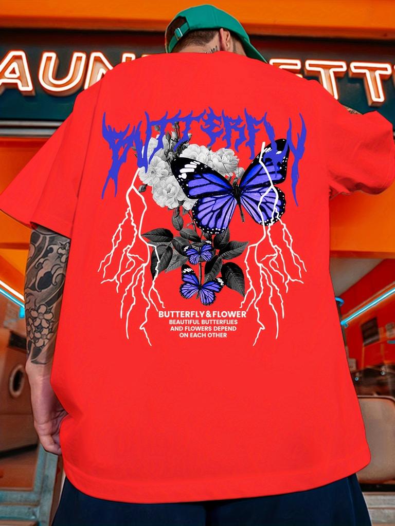 European and American Lightning Butterfly Trend Short Sleeve fashionable and trendy with comfortable wear graphic t shirts
