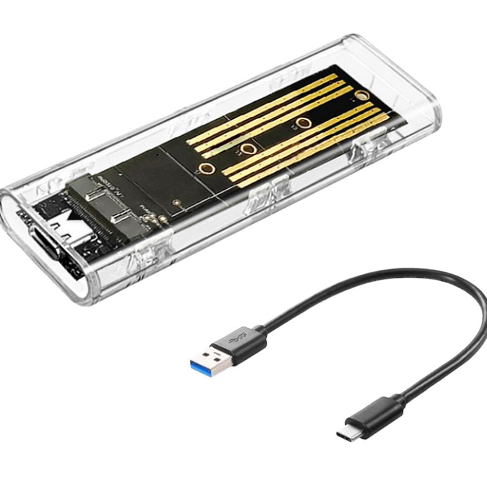 

M.2 NGFF SATA Type C USB 3.1 Hard Disk Box 10Gbps Transparent External SSD Case Hard Disk Case for 2230/2242/2260/2280
