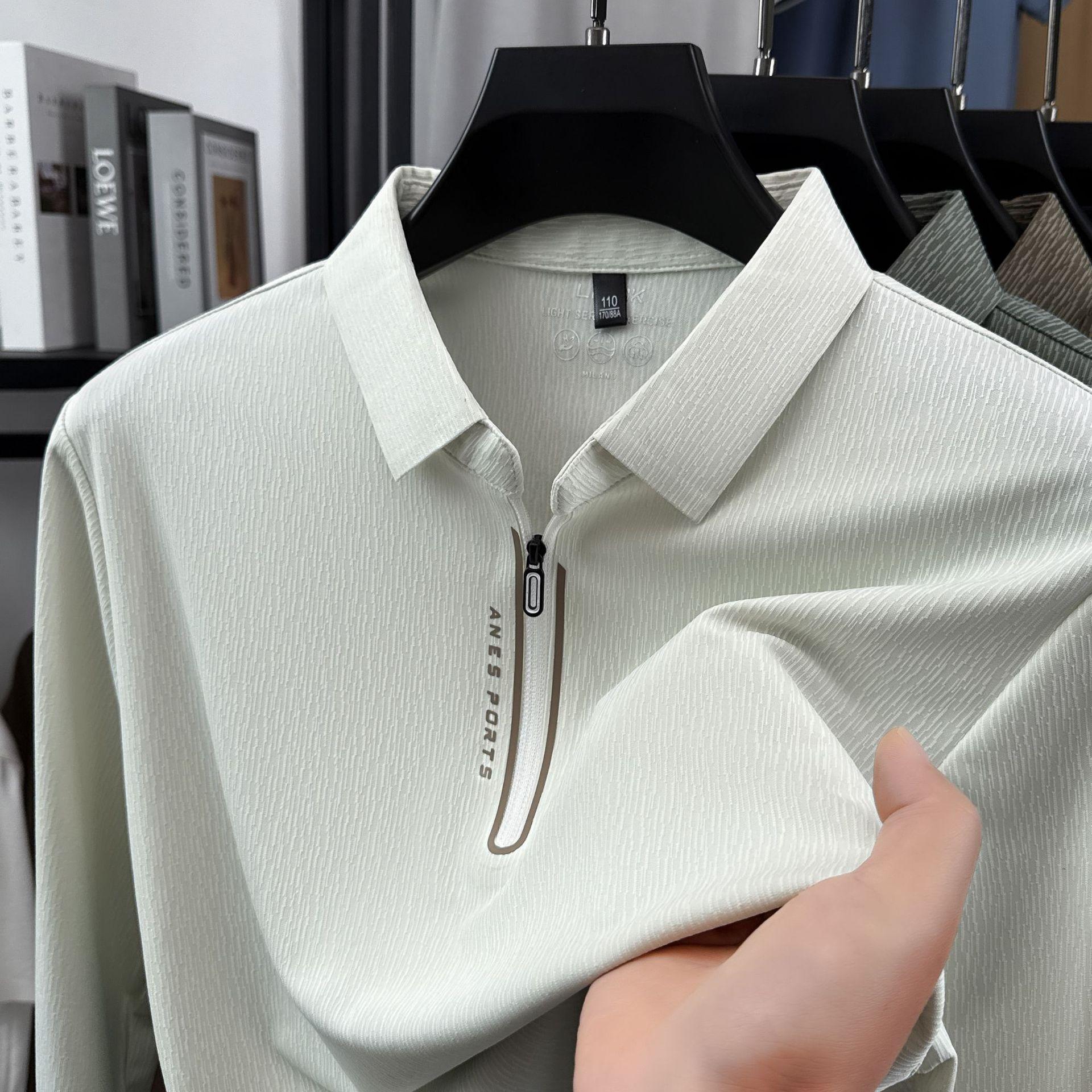 Long Sleeve T-Shirt Spring Lapel Collar Top Middle-Aged & Young Casual Fashion M