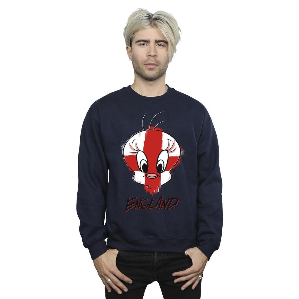 Looney Tunes Mens Tweety England Face Sweatshirt