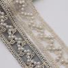 1Yard 40mm Exquisite Embroidery Organza Lace with Pearls for DIY Headwear Accessories Clothing Wedding Dress Pearl Lace Decor