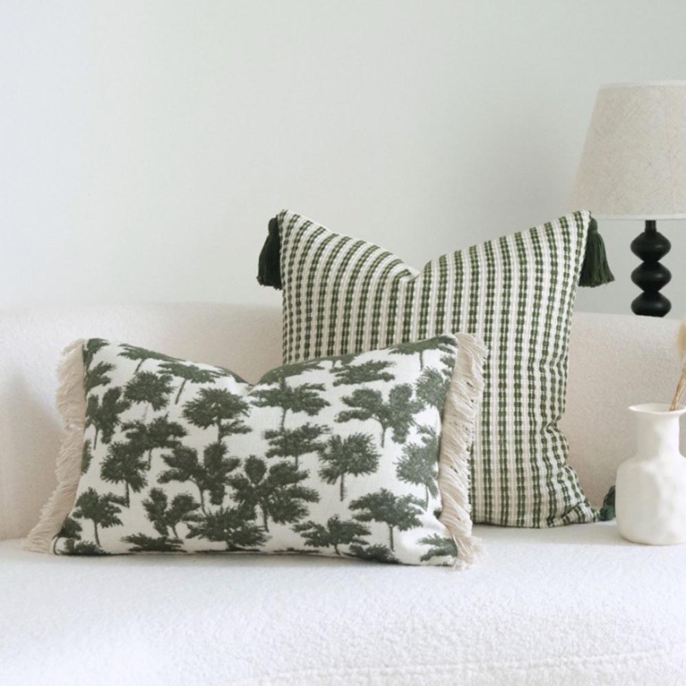 French Retro Green Throw Pillow Cover Wabi-Sabi Style Three-Dimensional Embroidery Sofa Pillowcase Headboard Cushion Covers