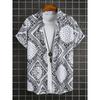 Palmshadow Herrenhemd 3D-Druck Camisa Ärmelhemd Atmungsaktiv Business Urlaub Alltag Outdoor Kurzarmhemd