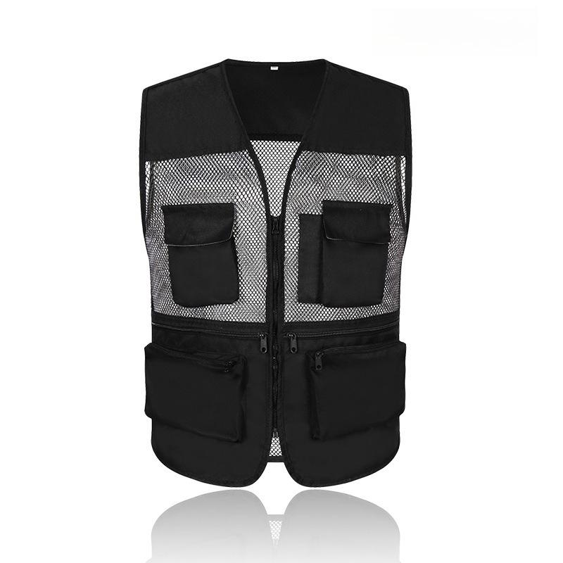 

Men s Multi-Pocket Mesh Vest - Lightweight Breathable Fishing & Photography Vest with Adjustable Straps L чёрный