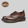 Vintage Washed Top Grain Cowhide Men's Handmade Casual Round Toe Leather Shoes - British Style