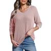 New Solid-color Twisted V-neck Long-sleeved T-shirt for Women In Autumn and Winter