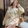 3D Flower Decoration Women's Sweater Solid Color Round Collar Long Sleeved Pullover Korean Version New Style Loose Sweet Female Top