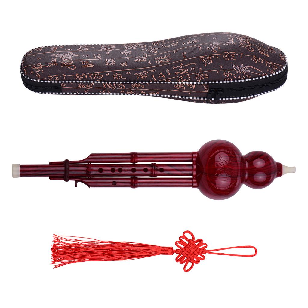 2 Tone C Key Hulusi Gourd Cucurbit Flute Resin Pipes Chinese Traditional Instrument with Chinese Knot Carry Case for