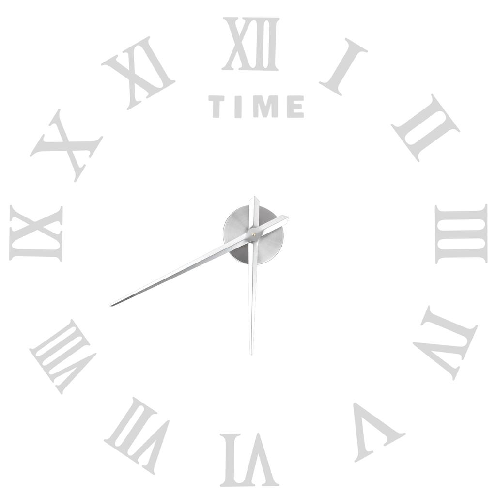 DIY Wall Clock Roman Numerals Frameless Mirror Surface Wall Clock Home Living Room DecorSilver