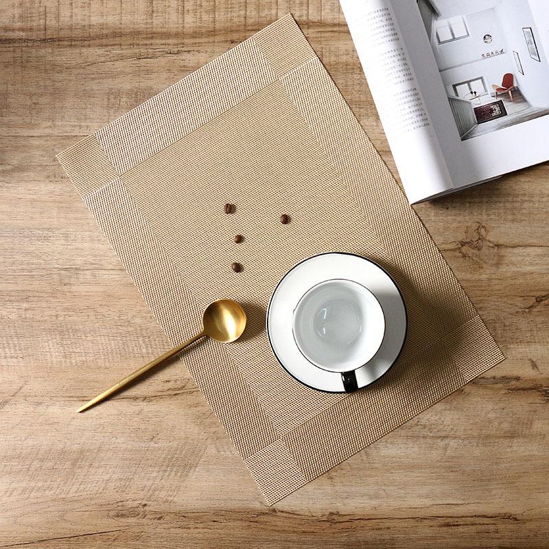 Rectangular PVC Placemat European Waterproof Anti-slip Coasters Dining Table Mats Heat Resistant Pad Cup Coffee Mats Home Decor