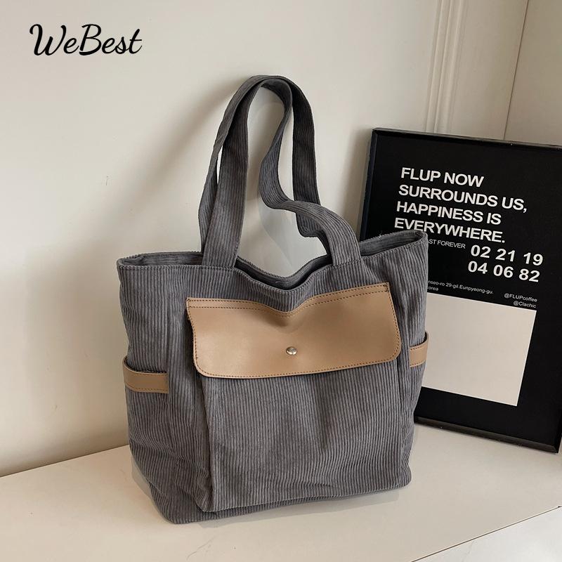 

Винтажная большая вельветовая сумка через плечо серый