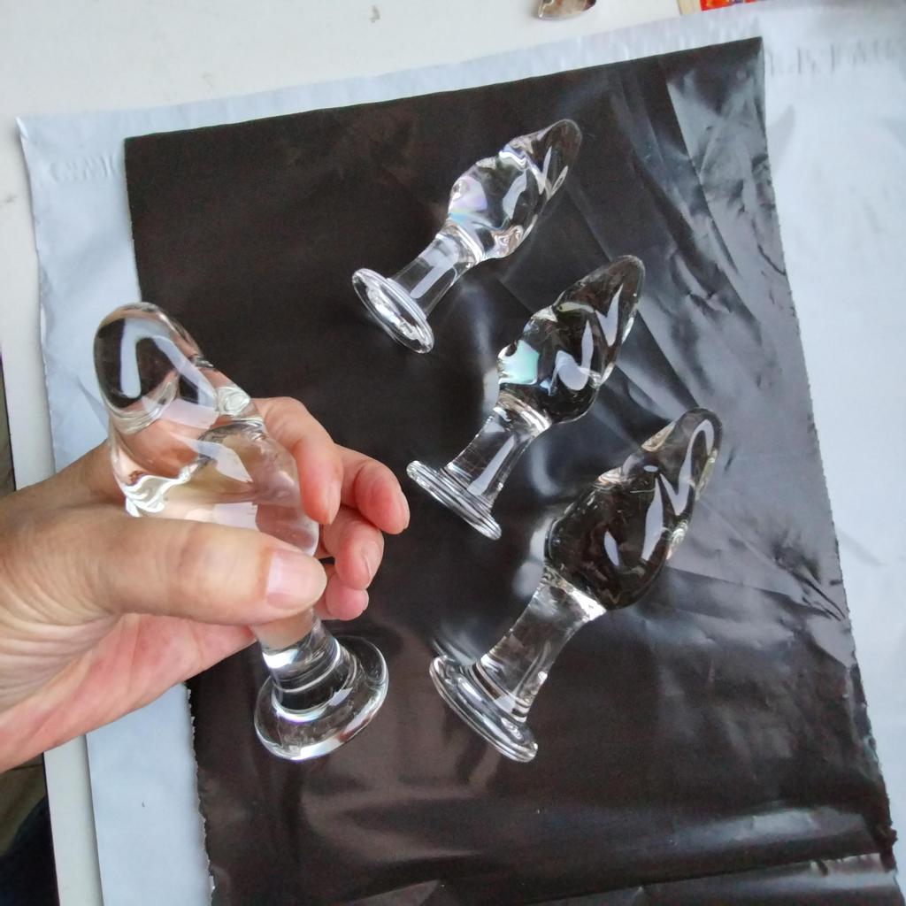 VaHppy Glass Anal Plugs Sex Toys For Gay Girl Backdoor Masturbator Spiral Twisted Threaded Transparent Adult Products SM BDSM