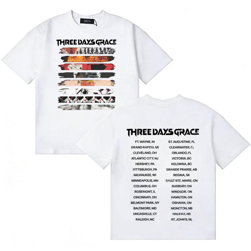Three Days Grace 2026 Album Merch Tour T-shirt Unisex Magliette in Puro Cotone T-shirt a Manica Corta Comfort Oversize di Alta Qualità