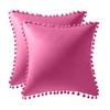 Set of 2 Velvet PIllowcase Solid Cushion Cover with Pom Poms Ball Throw Pillow Covers for Home Bed Sofa Decor 45X45  30X50 Cm
