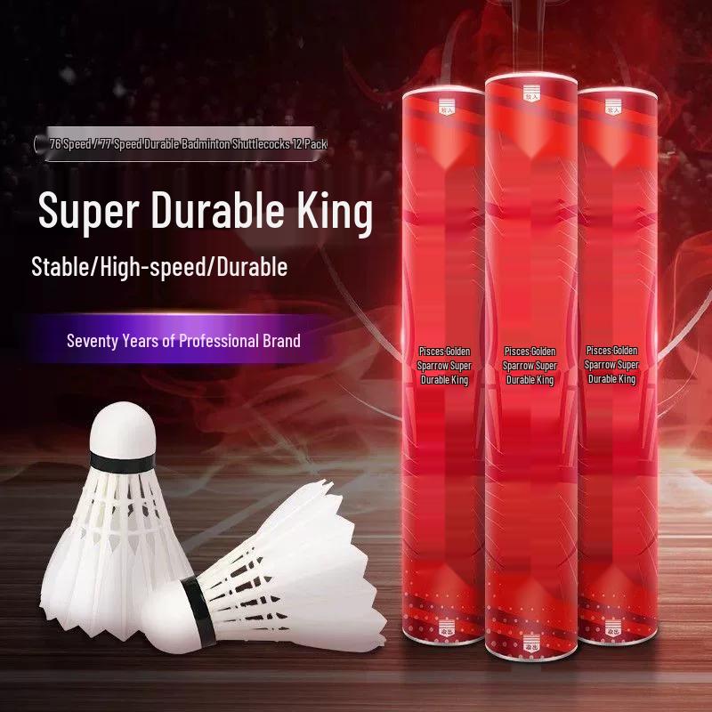 Double Fish Super Durable 77 Speed Badminton Shuttlecocks (12 Pcs)