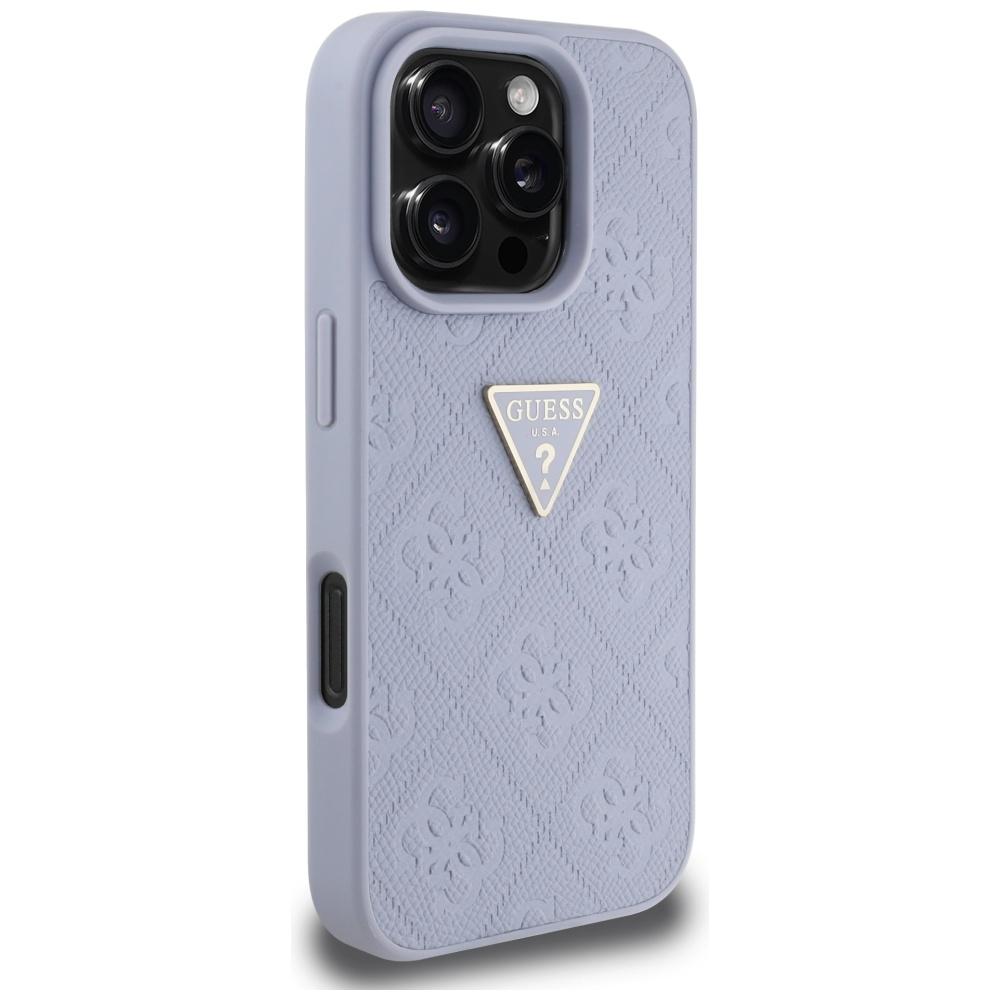 Etui Guess Hot Stamp 4G Pattern Triangle Metal Logo Do Iphone 16 Pro Fioletowy