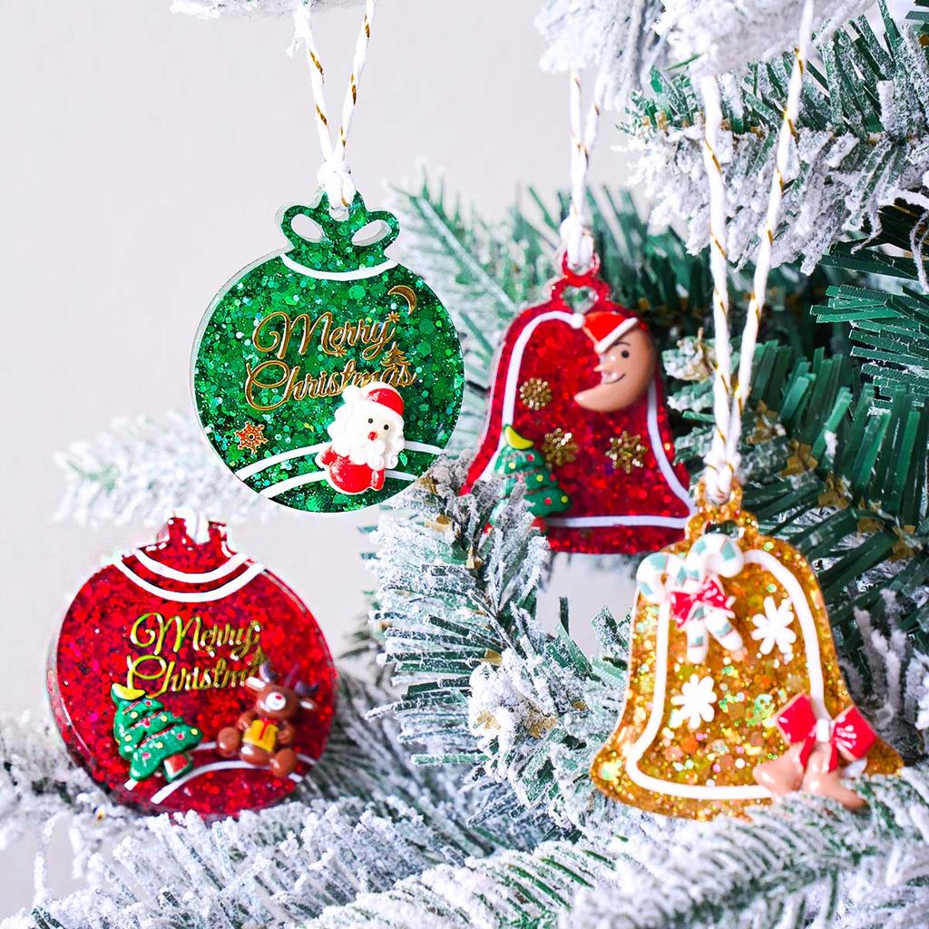 Christmas Ball Bell Pendant Silicone Mold DIY Round Keychain Jewelry Molds Epoxy Resin Plaster Crafts Christmas Tree Decor